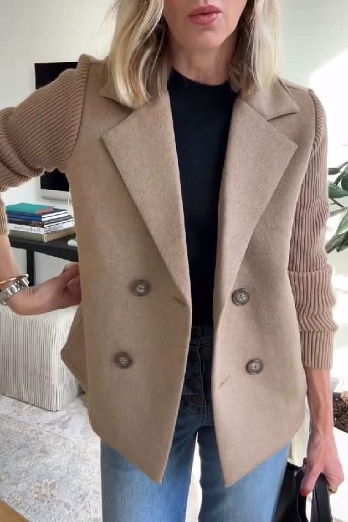 Women's Tailored Knit Double-Breasted Blazer