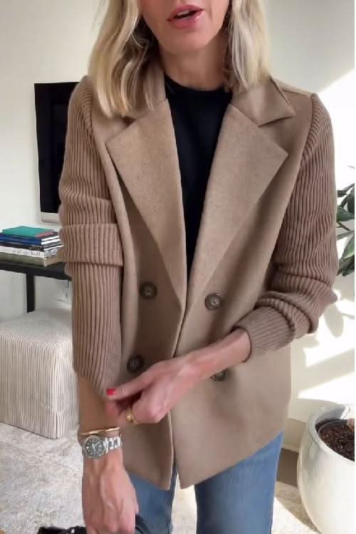 Women's Tailored Knit Double-Breasted Blazer