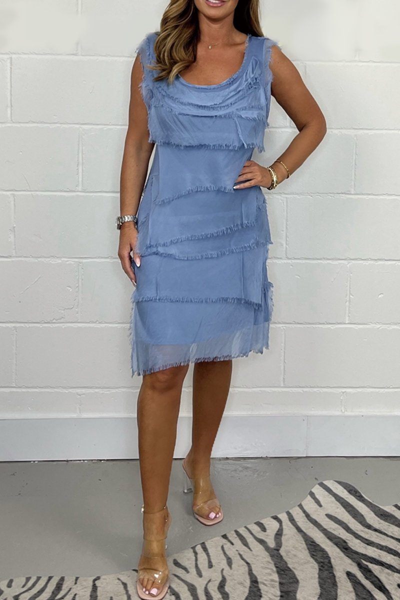 Women's Sleeveless Dress with Layered Fringe