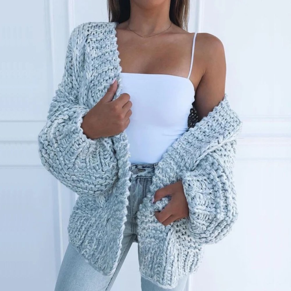 Women's Open Front Chunky Knit Cardigan