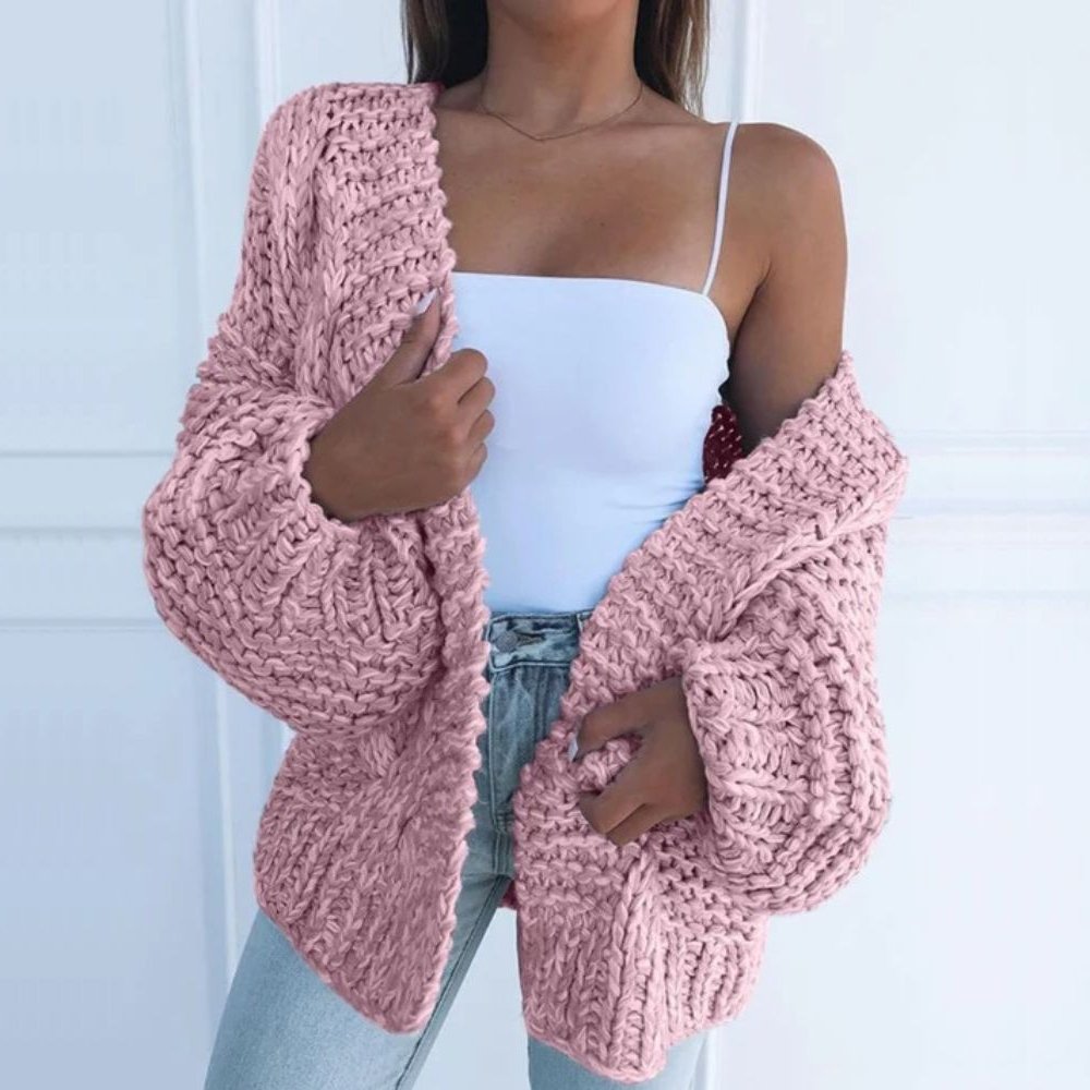 Women's Open Front Chunky Knit Cardigan