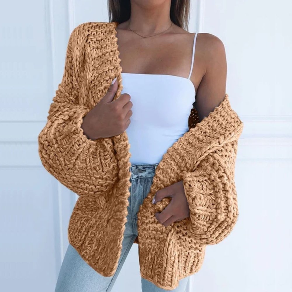 Women's Open Front Chunky Knit Cardigan