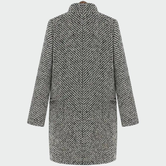 Women's Houndstooth Longline Tailored Coat