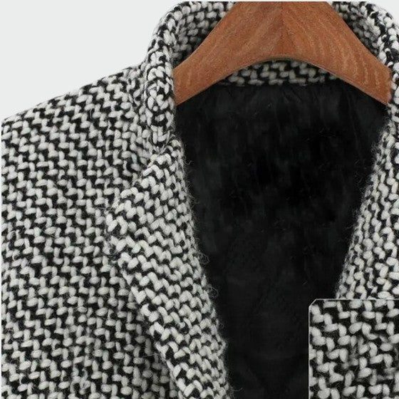 Women's Houndstooth Longline Tailored Coat