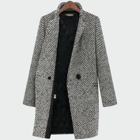 Women's Houndstooth Longline Tailored Coat
