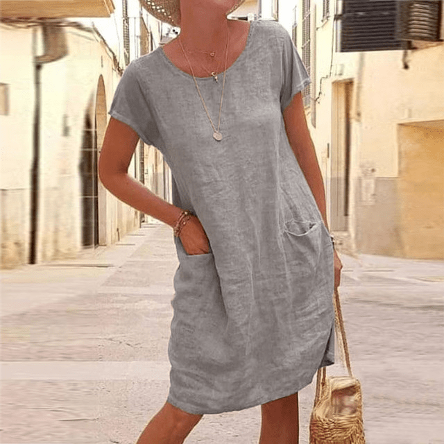 Women’s Minimalist Relaxed Shift Dress with Pockets
