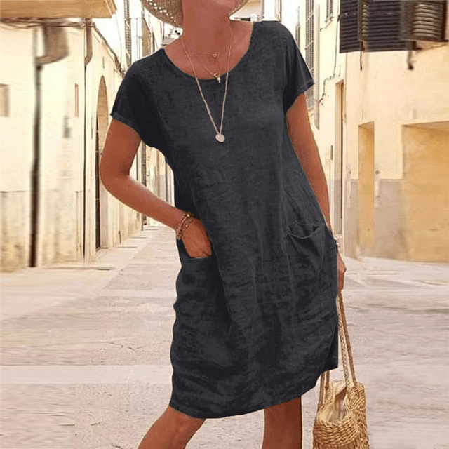Women’s Minimalist Relaxed Shift Dress with Pockets