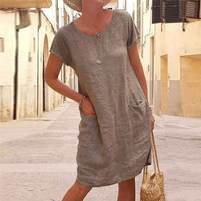 Women’s Minimalist Relaxed Shift Dress with Pockets