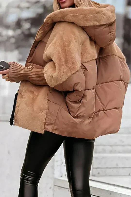 Women's Hooded Faux Fur Puffer Jacket