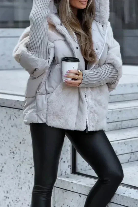 Women's Hooded Faux Fur Puffer Jacket