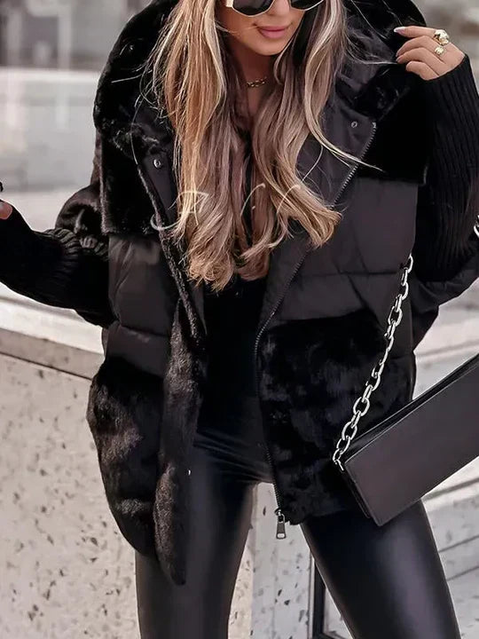 Women's Hooded Faux Fur Puffer Jacket