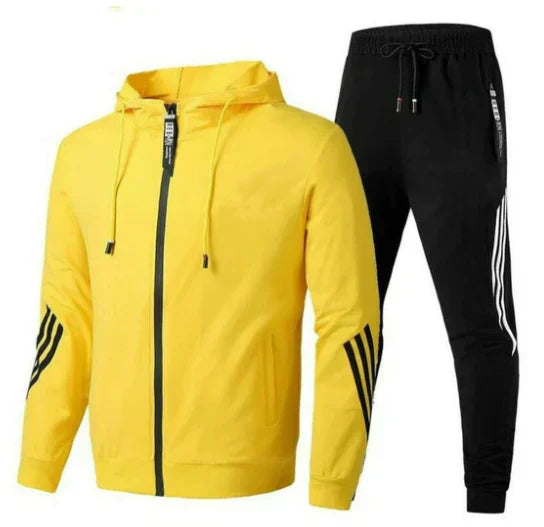 Men's Hooded Zip-Up Tracksuit Set