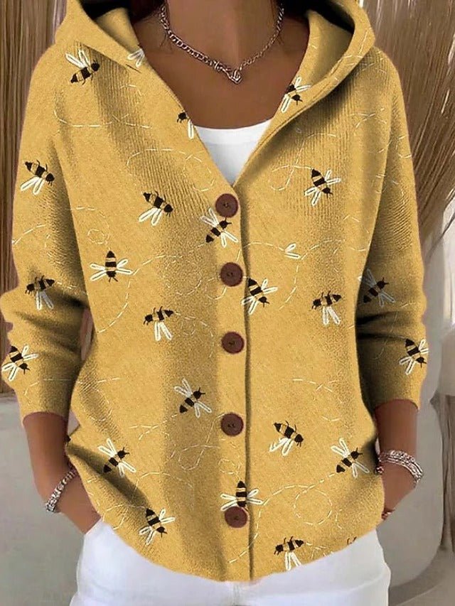 Women's Patchwork Hooded Cardigan with Colorful Pattern