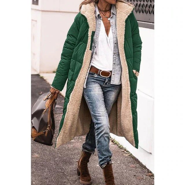 Women's Hooded Sherpa-Lined Long Puffer Coat
