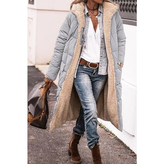 Women's Hooded Sherpa-Lined Long Puffer Coat