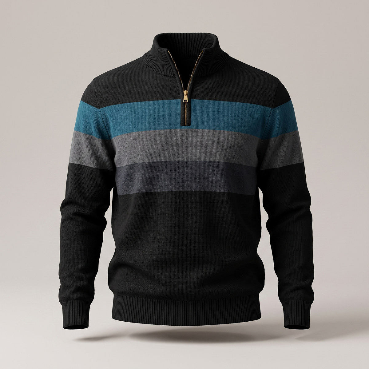 Men's Classic Quarter-Zip Striped Sweater