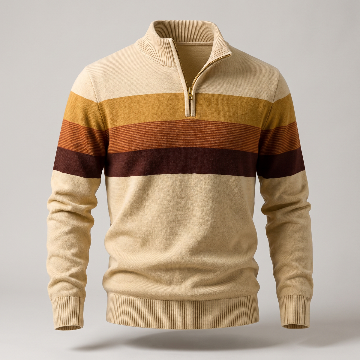 Men's Classic Quarter-Zip Striped Sweater