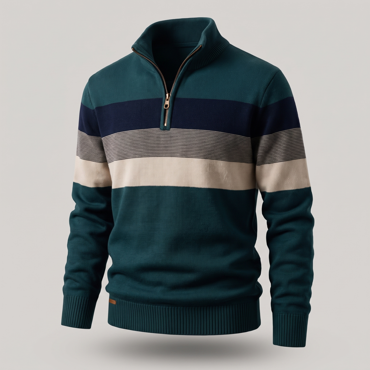 Men's Classic Quarter-Zip Striped Sweater