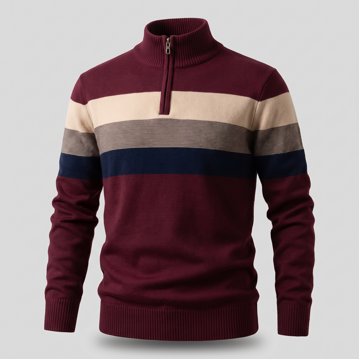 Men's Classic Quarter-Zip Striped Sweater