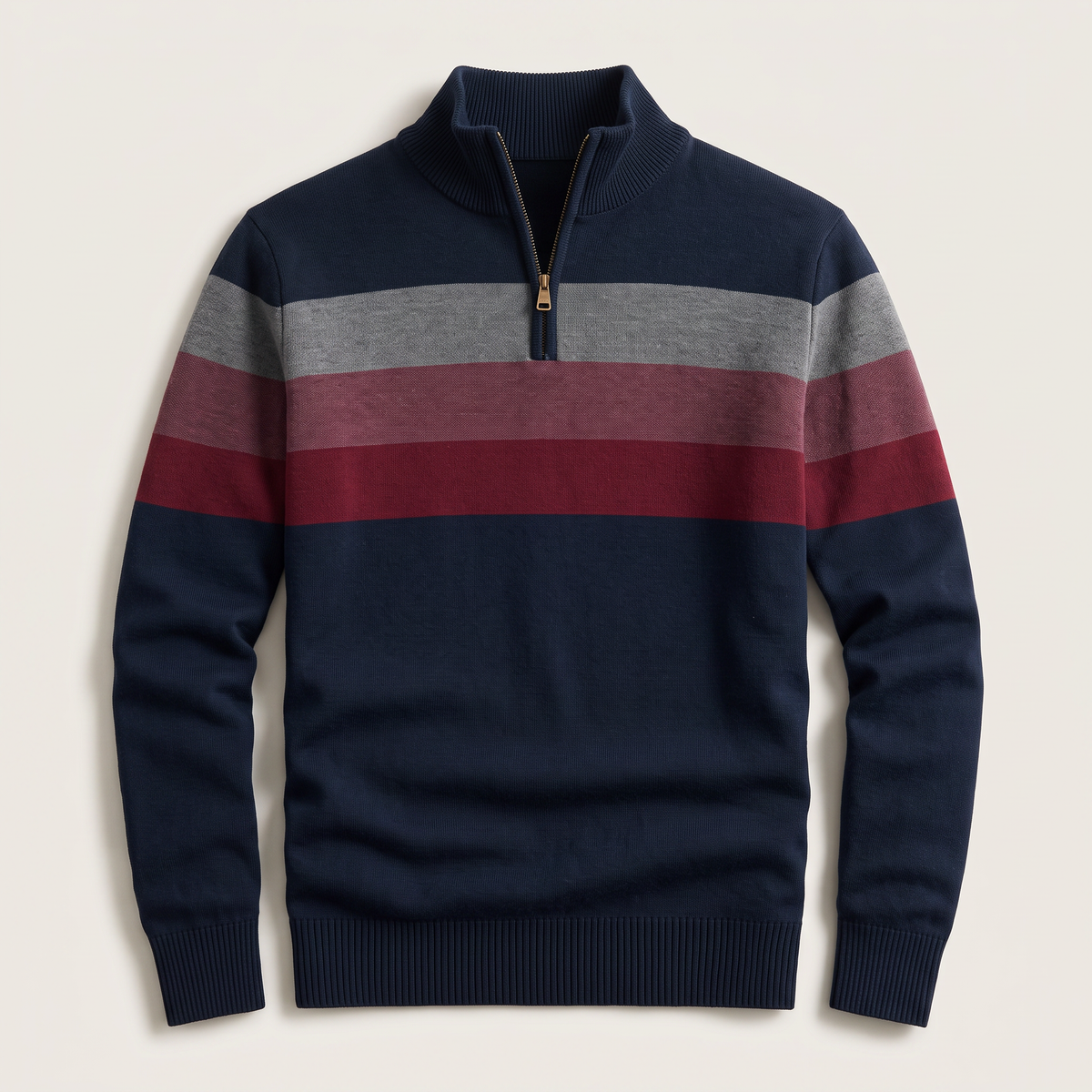 Men's Classic Quarter-Zip Striped Sweater