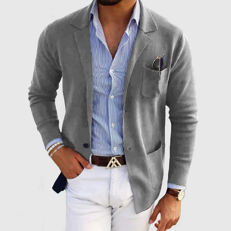 Men's Casual Knit Blazer Cardigan with Button Closure