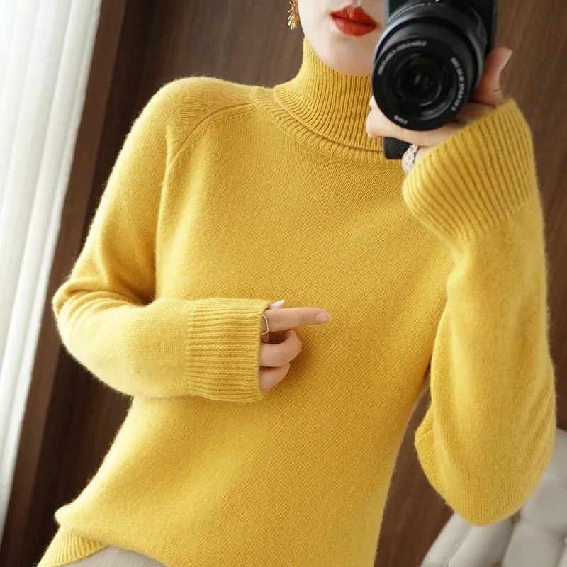 Women's Turtleneck Soft Knit Long Sleeve Sweater