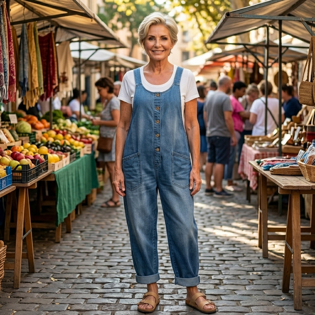 Women's Vintage Washed Denim Overalls