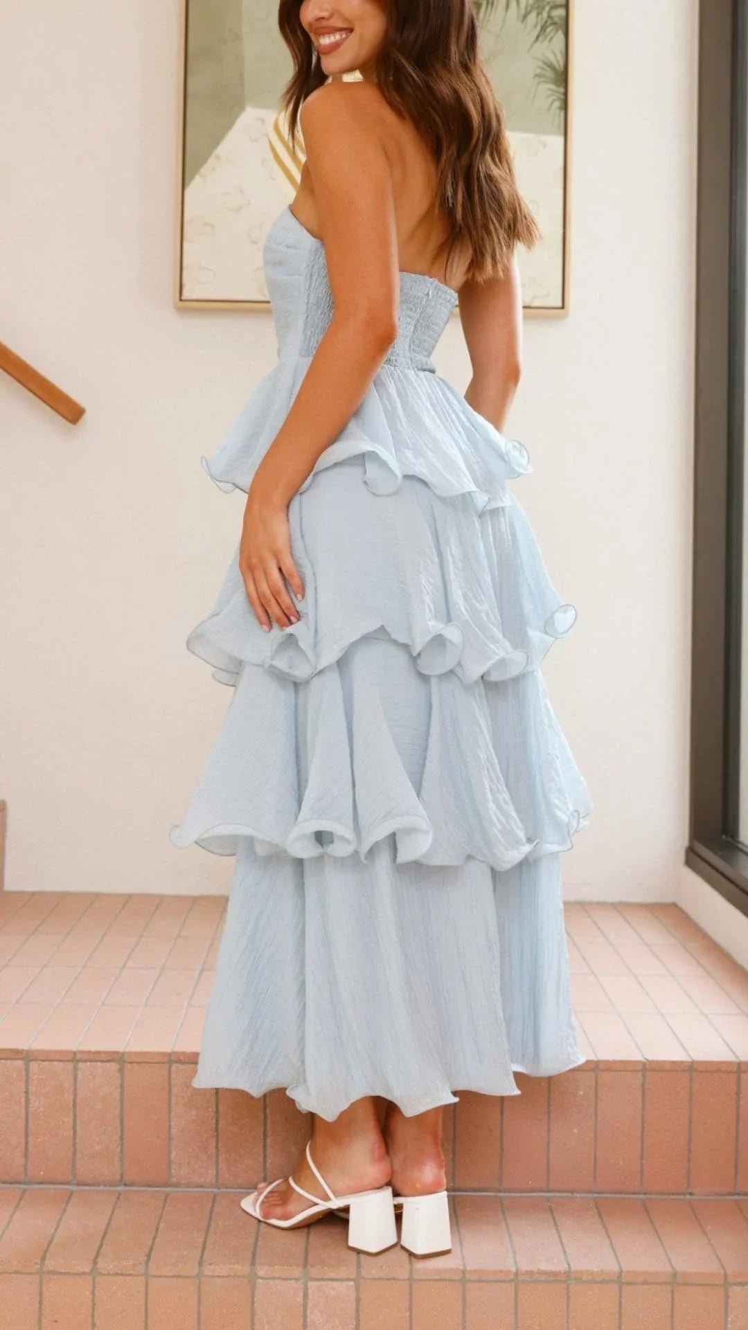Mazie - Women’s strapless tiered dress with elegant layers