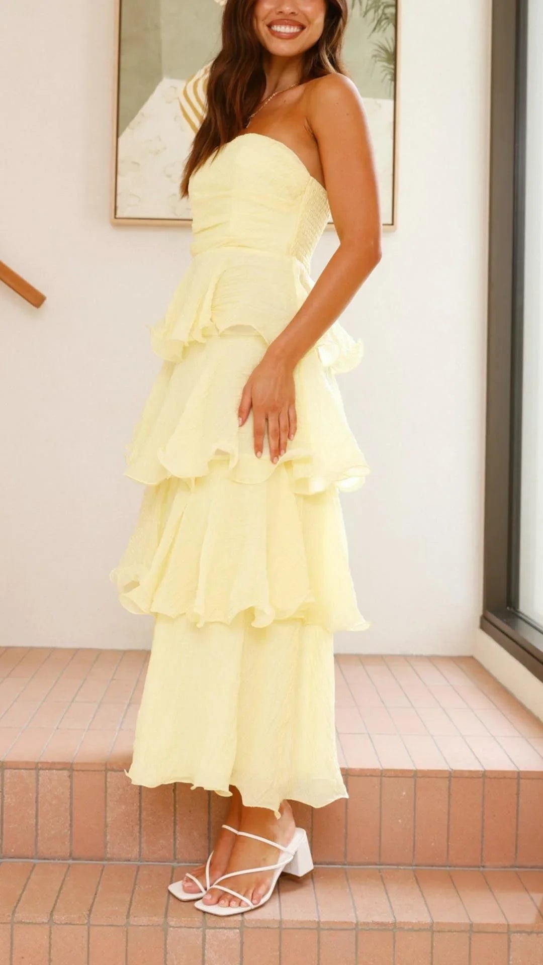 Mazie - Women’s strapless tiered dress with elegant layers