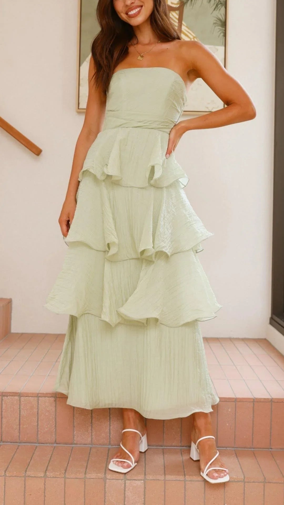 Mazie - Women’s strapless tiered dress with elegant layers