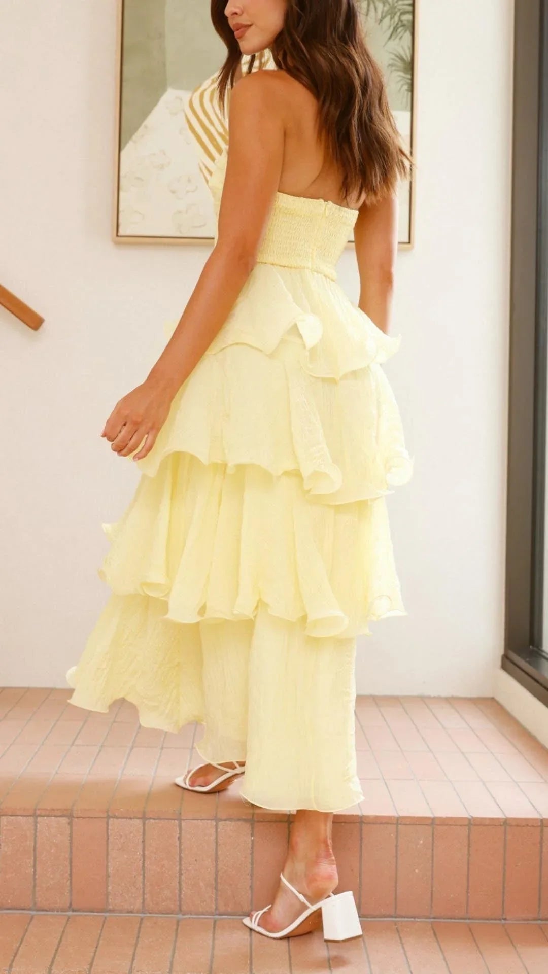 Mazie - Women’s strapless tiered dress with elegant layers