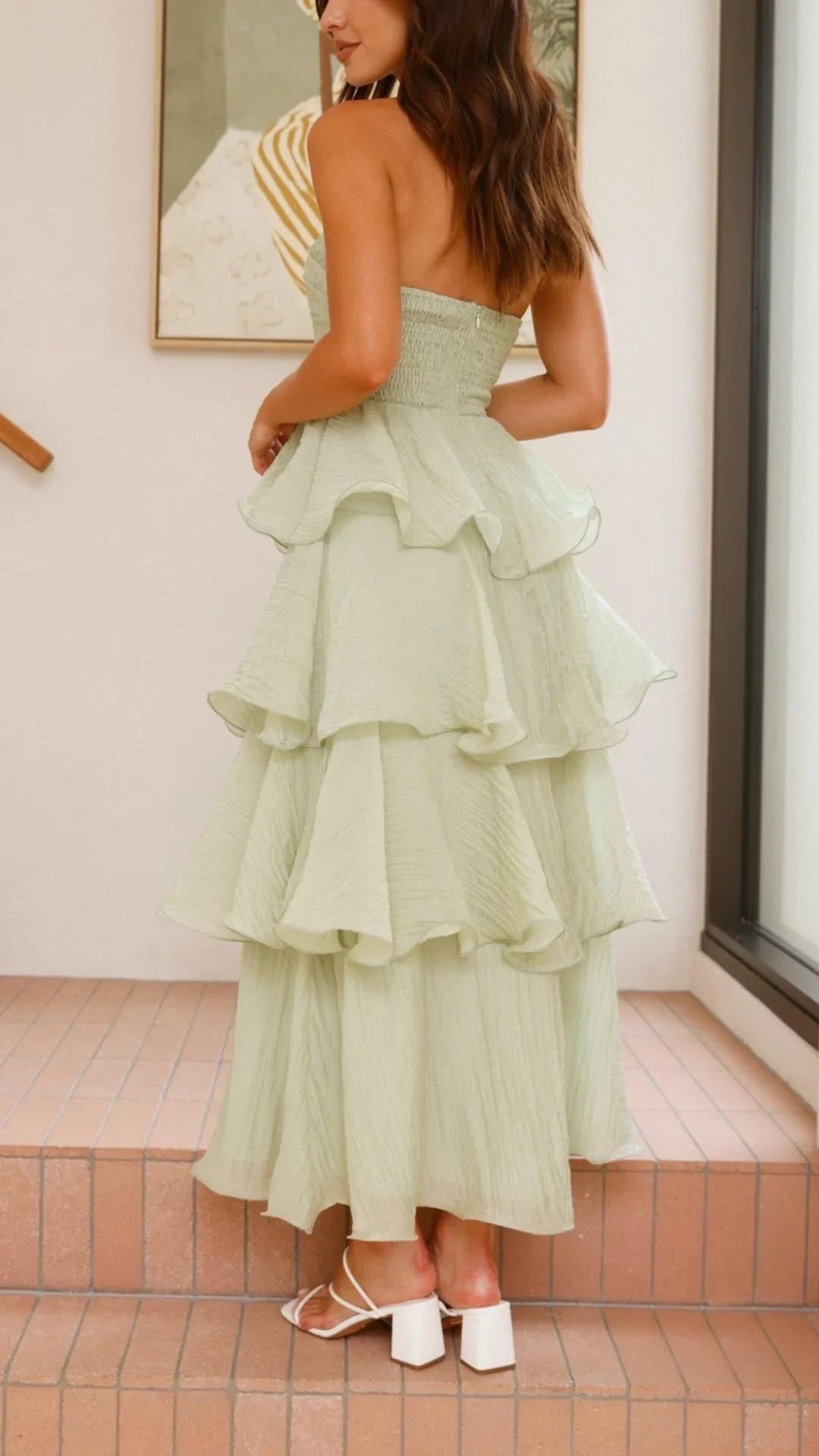 Mazie - Women’s strapless tiered dress with elegant layers