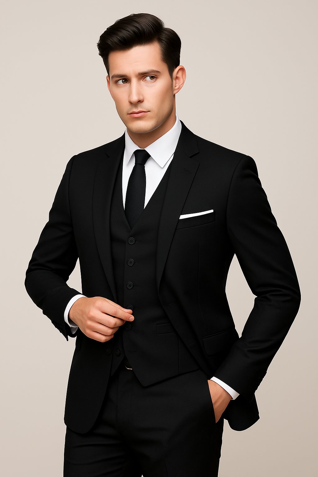 Men's Three-Piece Slim-Fit Formal Suit