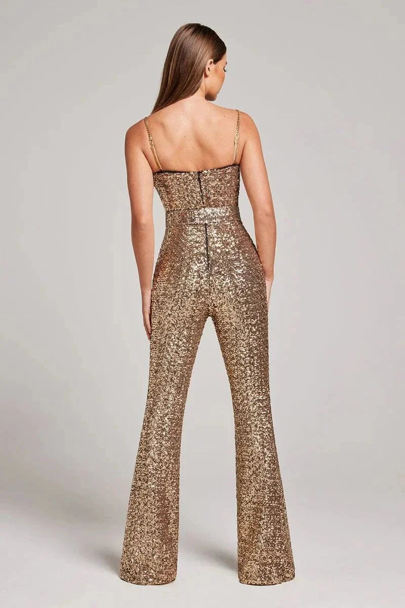 Women’s Glamorous Sequin Wide-Leg Jumpsuit