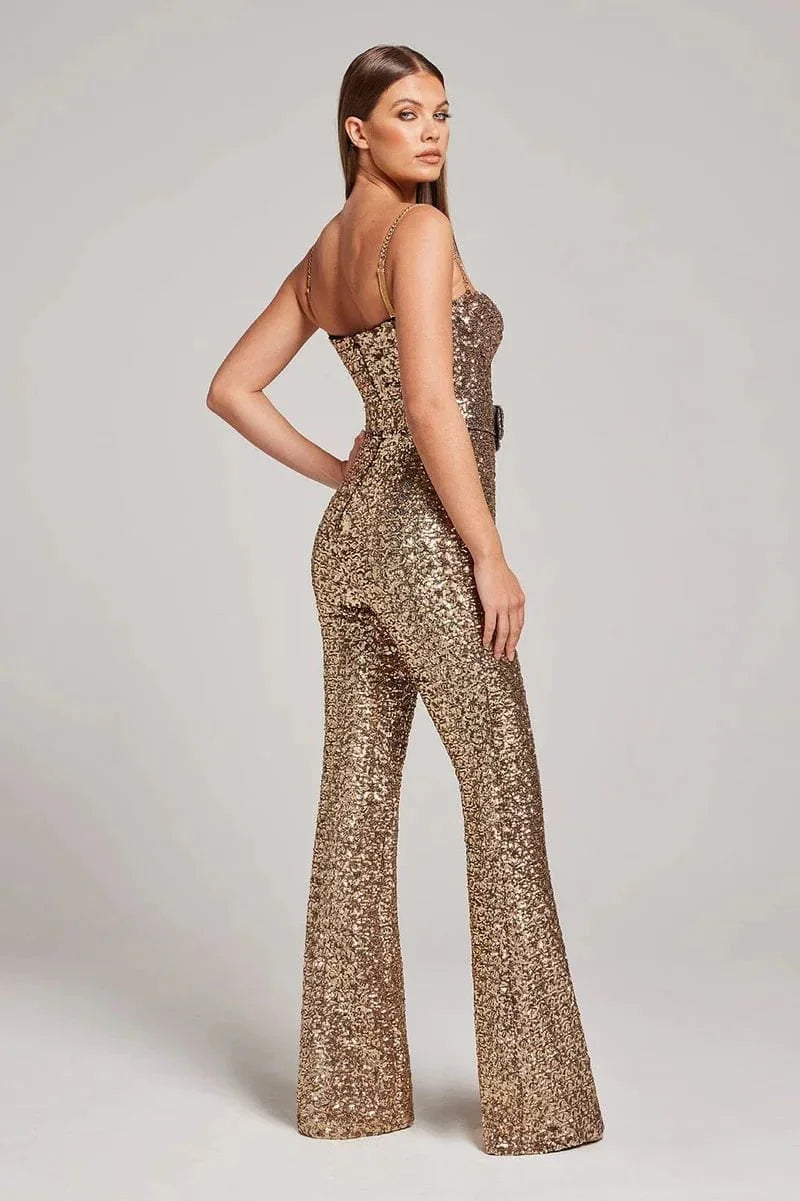 Women’s Glamorous Sequin Wide-Leg Jumpsuit