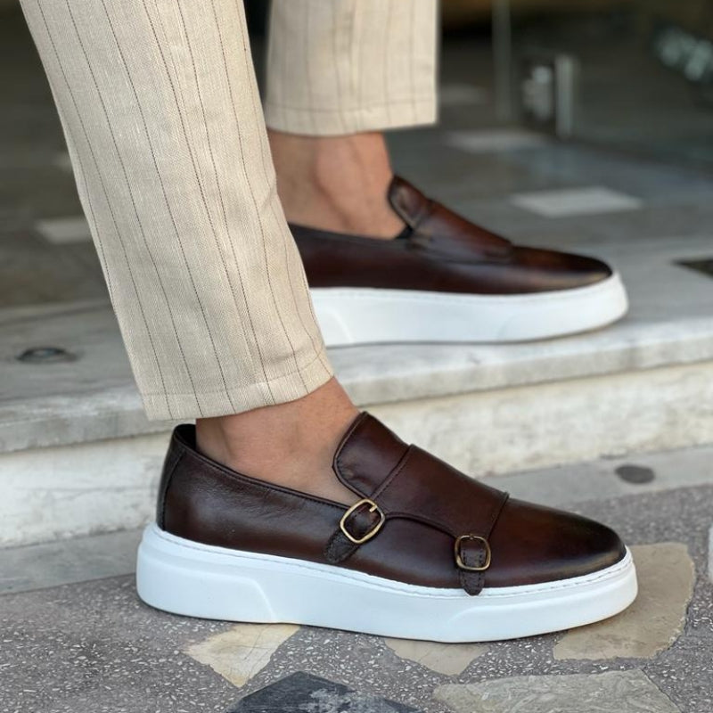 Men's Double Monk Strap Slip-On Casual Sneakers