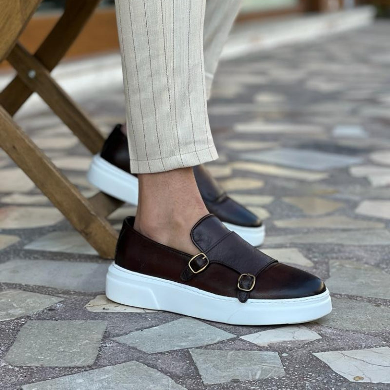 Men's Double Monk Strap Slip-On Casual Sneakers