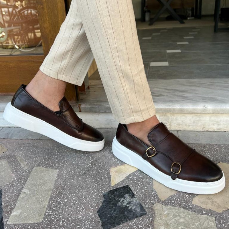Men's Double Monk Strap Slip-On Casual Sneakers