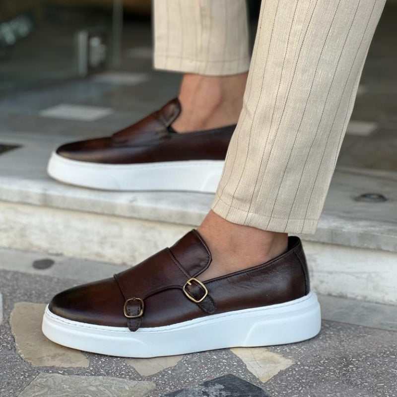 Men's Double Monk Strap Slip-On Casual Sneakers