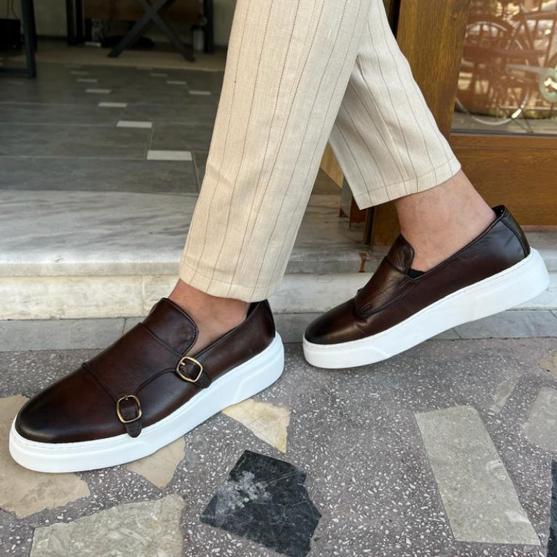 Men's Double Monk Strap Slip-On Casual Sneakers