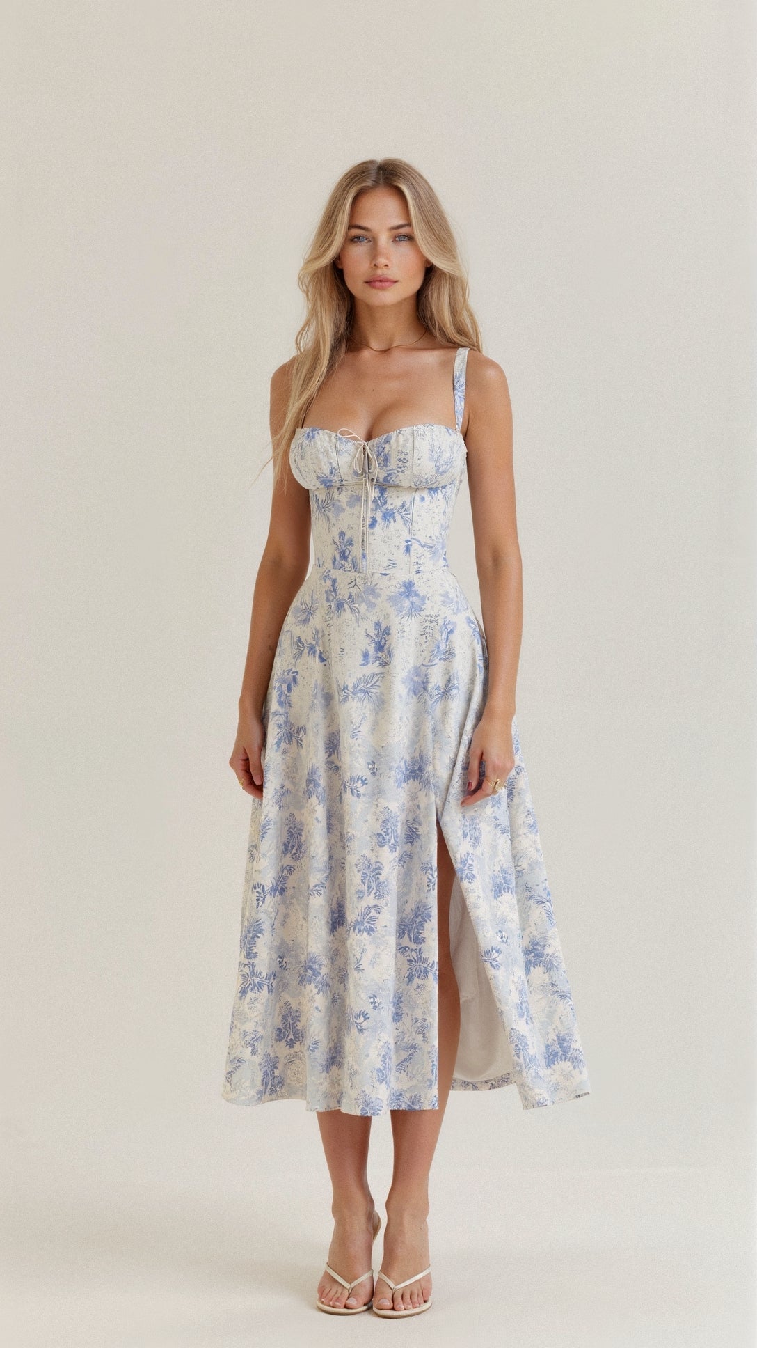 Women’s Elegant A-Line Midi Dress with Side Slit