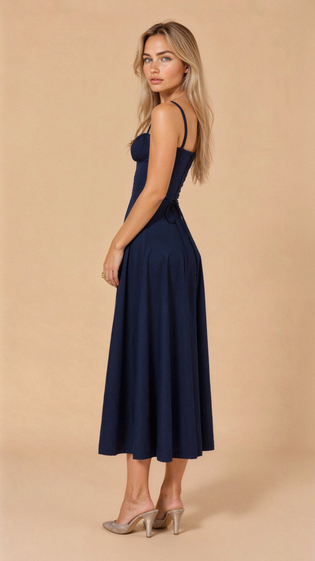 Women’s Elegant A-Line Midi Dress with Side Slit