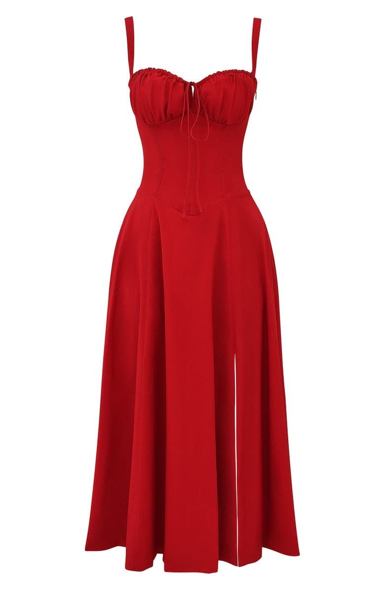 Women’s Elegant A-Line Midi Dress with Side Slit