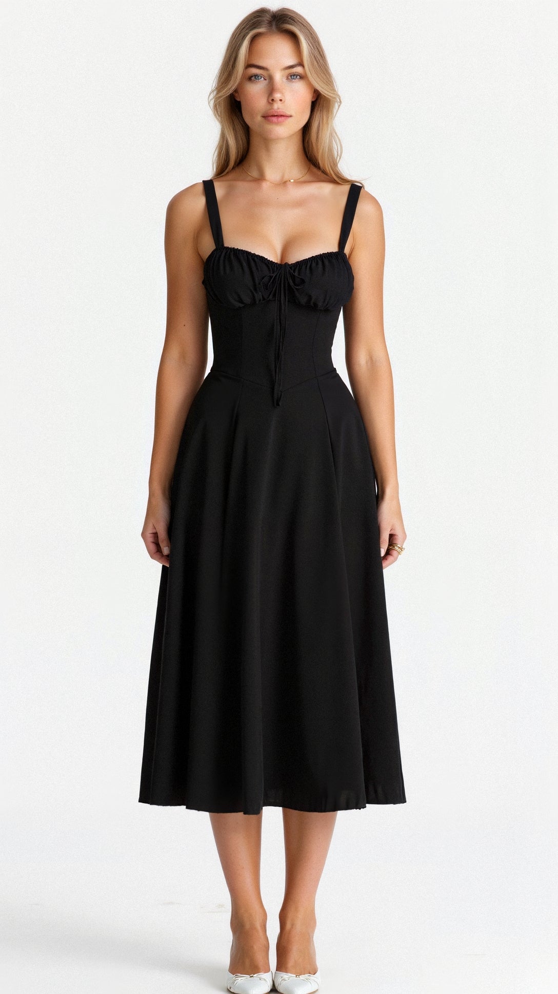 Women’s Elegant A-Line Midi Dress with Side Slit