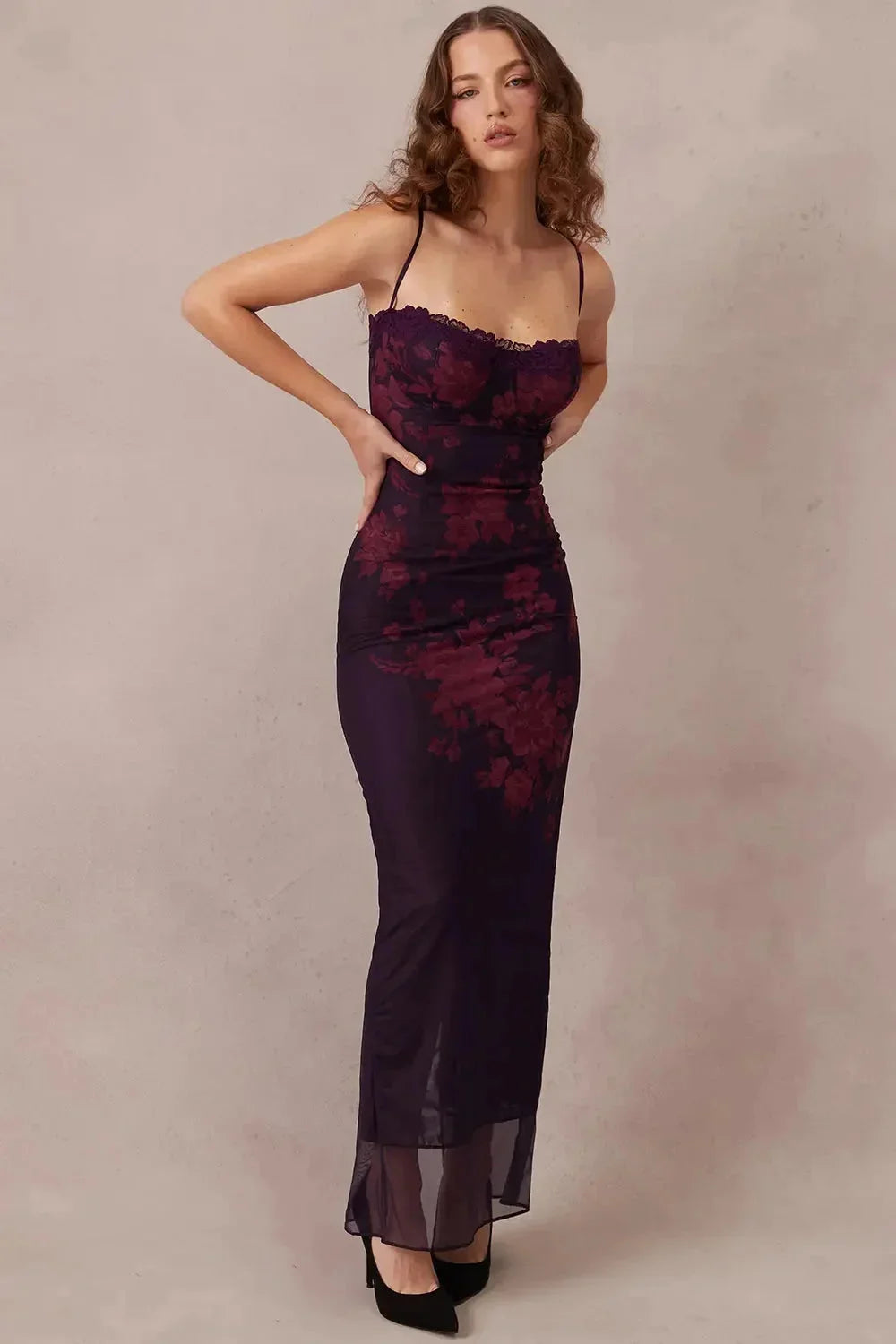 Navee - Women’s adjustable strap floral maxi dress