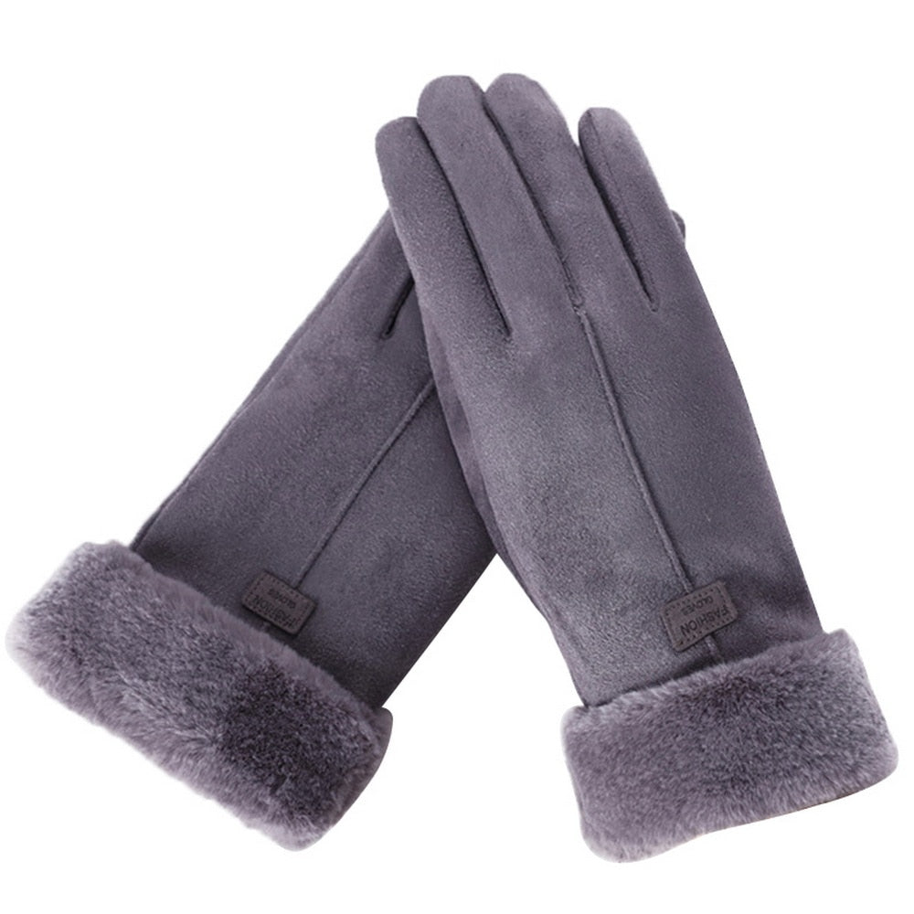 Women's Soft Fleece-Lined Gloves with Plush Cuffs