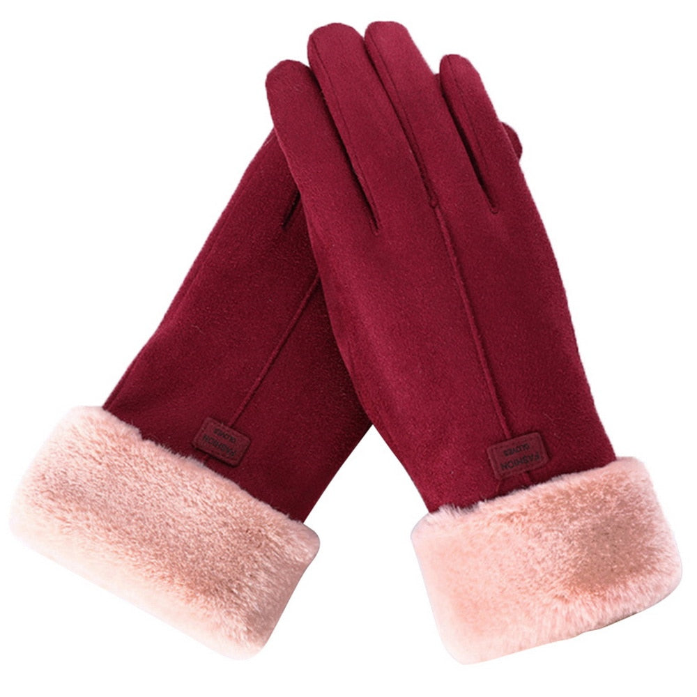 Women's Soft Fleece-Lined Gloves with Plush Cuffs