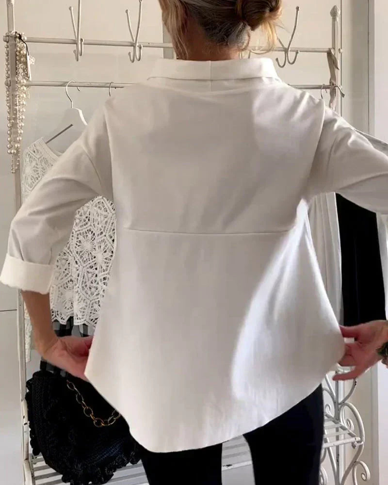 Women's Elegant Boat Neck 3/4 Sleeve Relaxed Fit Blouse