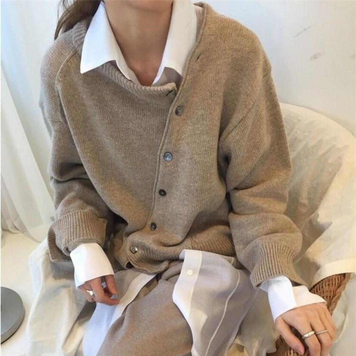 Women's Relaxed Button-Up Knit Cardigan Sweater