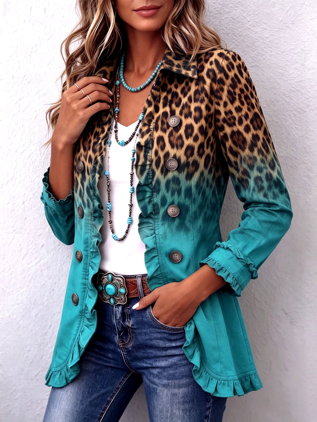 Women’s Leopard Ombre Print Tailored Blazer